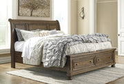 Flynnter Medium Brown Storage Platform Sleigh Bedroom Set - Gate FurnitureBedroom Set