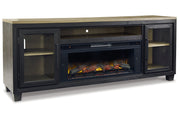 Foyland Black/Brown 83" TV Stand with Electric Fireplace - Gate FurnitureTV Stand