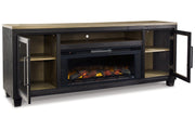 Foyland Black/Brown 83" TV Stand with Electric Fireplace - Gate FurnitureTV Stand