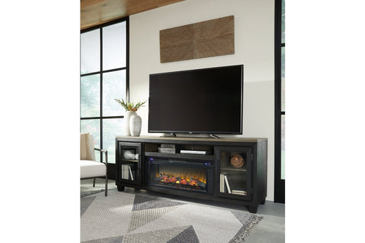 Foyland Black/Brown 83" TV Stand with Electric Fireplace - Gate FurnitureTV Stand