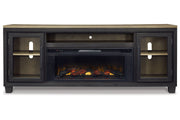 Foyland Black/Brown 83" TV Stand with Electric Fireplace - Gate FurnitureTV Stand