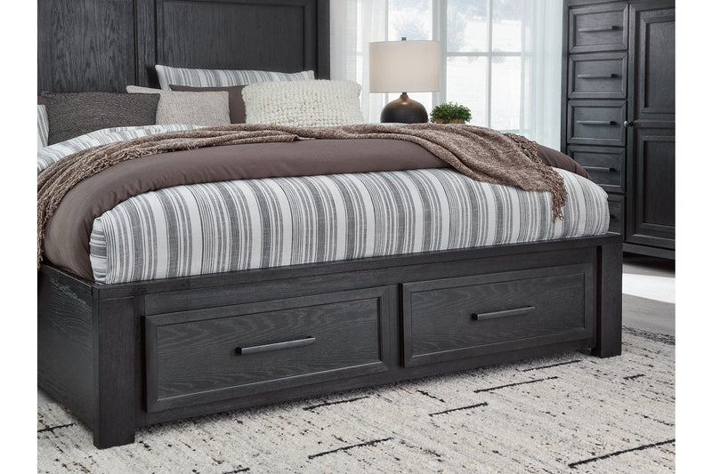 Foyland Black/Brown Queen Panel Storage Bed - Gate FurnitureQueen Bed