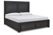 Foyland Black/Brown Queen Panel Storage Bed - Gate FurnitureQueen Bed