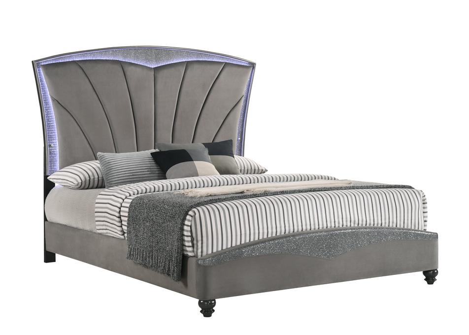 Frampton Gray King LED Platform Bed - Gate Furniture