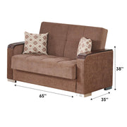 Frankfurt 65 in. Convertible Sleeper Loveseat in Light Brown with Storage - Gate FurnitureLoveseat
