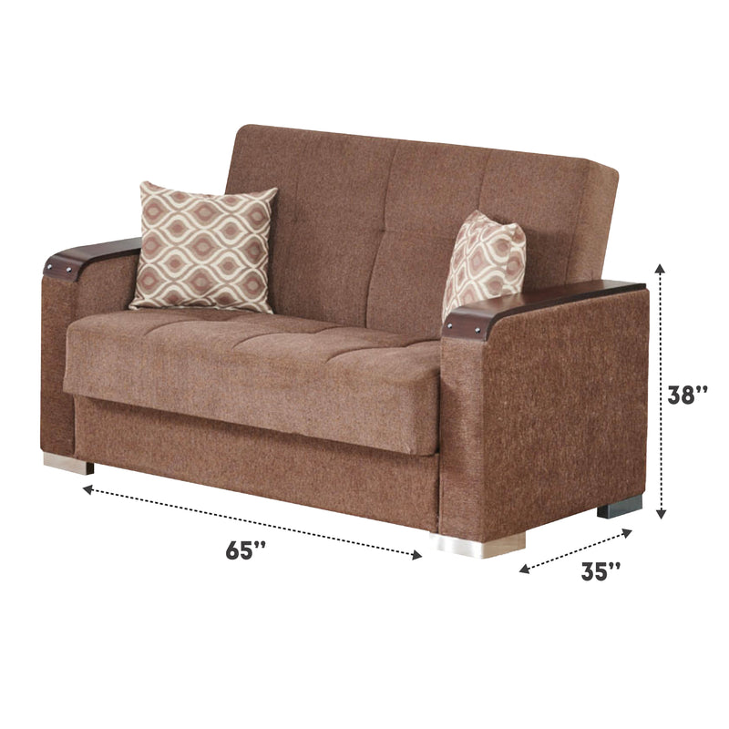 Frankfurt 65 in. Convertible Sleeper Loveseat in Light Brown with Storage - Gate FurnitureLoveseat