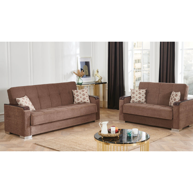 Frankfurt 65 in. Convertible Sleeper Loveseat in Light Brown with Storage - Gate FurnitureLoveseat