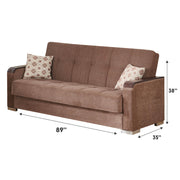 Frankfurt 89 in. Convertible Sleeper Sofa in Brown with Storage - Gate FurnitureSleeper Sofa
