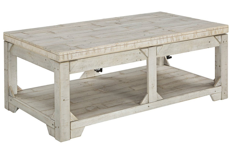 Fregine Whitewash Coffee Table with Lift Top - Gate FurnitureCoffee Table