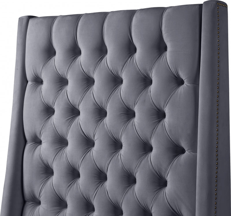 Fritz Velvet Full Bed Grey - FritzGrey-F