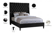Fritz Velvet King Bed Black - Gate FurnitureKing Bed