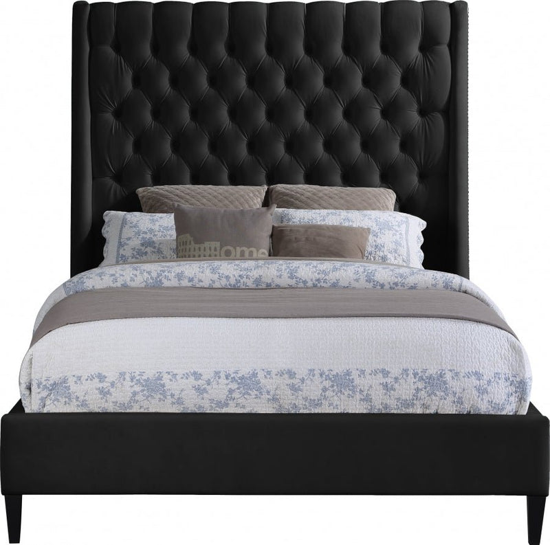 Fritz Velvet King Bed Black - Gate FurnitureKing Bed