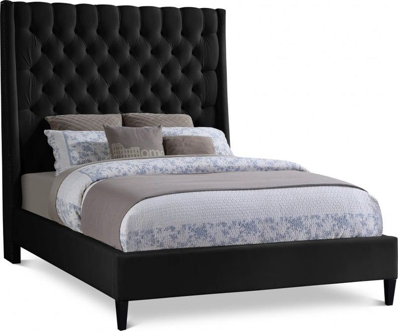 Fritz Velvet King Bed Black - Gate FurnitureKing Bed