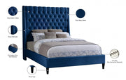 Fritz Velvet King Bed Blue - Gate FurnitureKing Bed