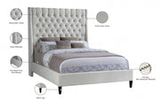 Fritz Velvet King Bed Cream - Gate FurnitureKing Bed