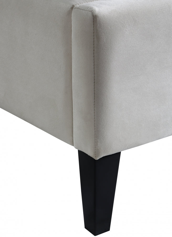 Fritz Velvet King Bed Cream - Gate FurnitureKing Bed