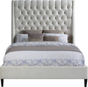 Fritz Velvet King Bed Cream - Gate FurnitureKing Bed
