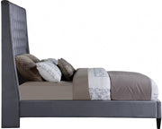 Fritz Velvet King Bed Grey - Gate FurnitureKing Bed