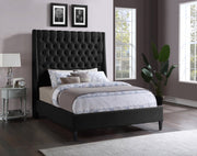 Fritz Velvet Queen Bed Black - Gate FurnitureQueen Bed