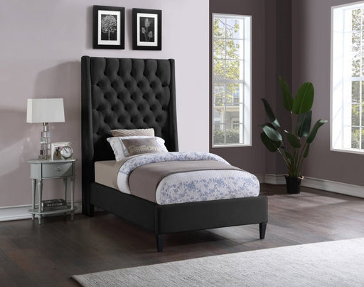 Fritz Velvet Twin Bed Black - Gate FurnitureTwin Bed