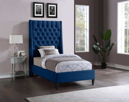 Fritz Velvet Twin Bed Blue - Gate FurnitureTwin Bed