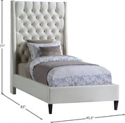 Fritz Velvet Twin Bed Cream - Gate FurnitureTwin Bed