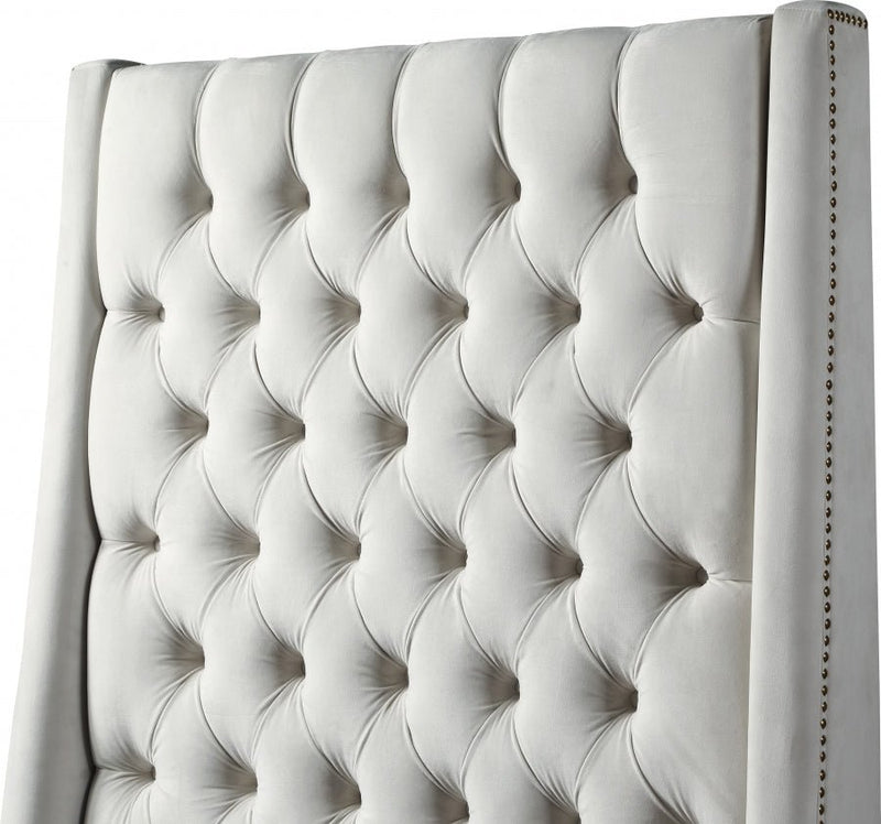 Fritz Velvet Twin Bed Cream - Gate FurnitureTwin Bed