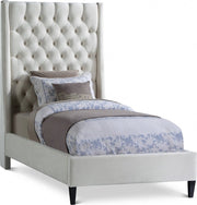 Fritz Velvet Twin Bed Cream - Gate FurnitureTwin Bed