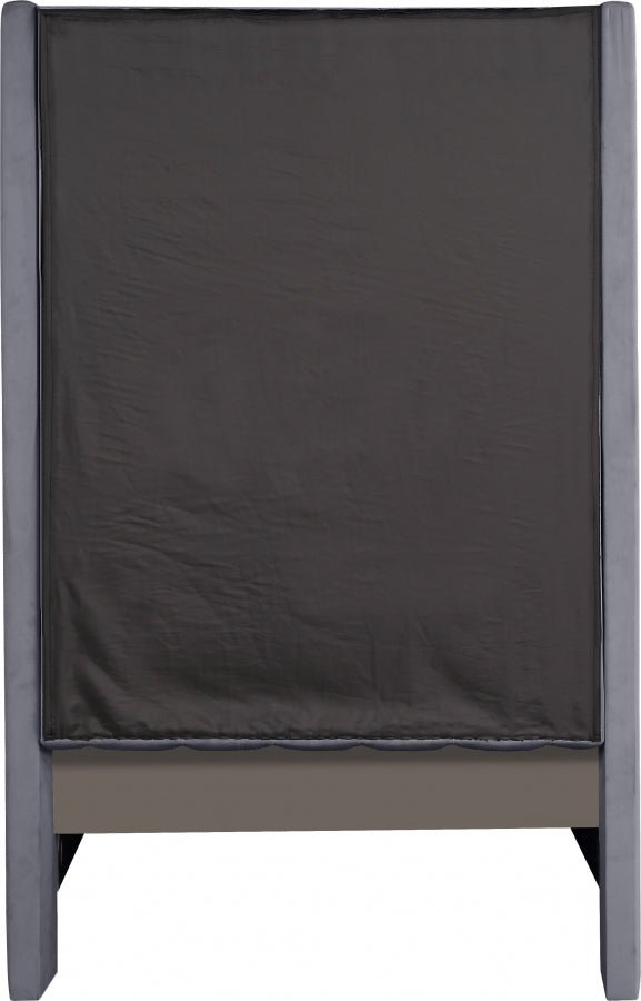 Fritz Velvet Twin Bed Grey - Gate FurnitureTwin Bed