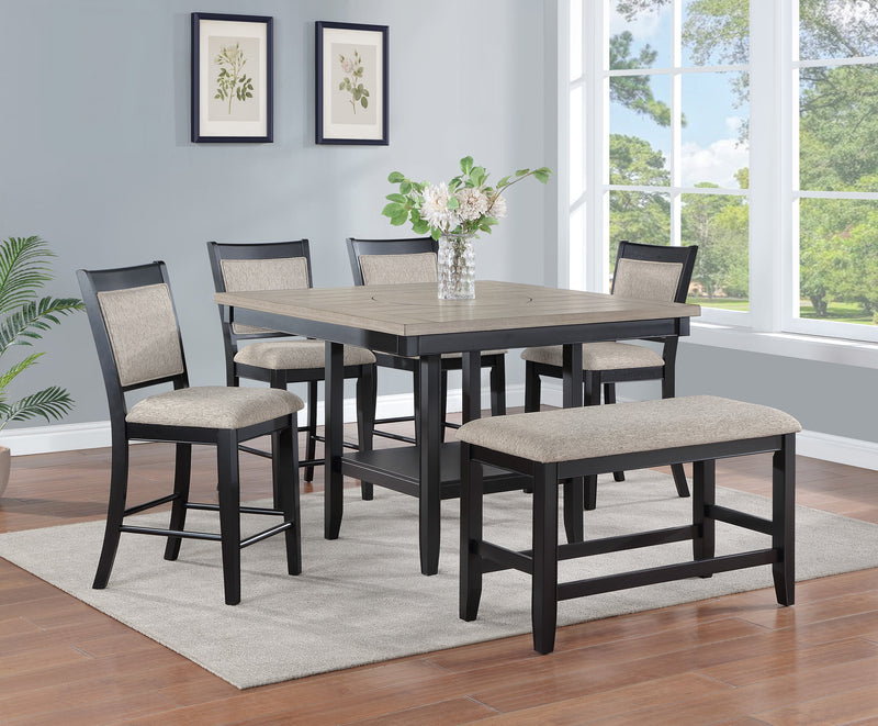 Fulton Charcoal/Light Gray Extendable Counter Height Dining Set - Gate FurnitureCounter Height Set