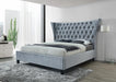 Gabriella Velvet Gray Queen Upholstered Platform Bed - Gate Furniture