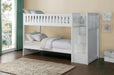 Galen White Twin/Twin Reversible Step Storage Bunk Bed | B2053 - Gate Furniture