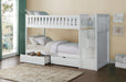 Galen White Twin/Twin Reversible Step Storage Bunk Bed | B2053 - Gate Furniture