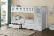 Galen White Twin/Twin Reversible Step Storage Bunk Bed | B2053 - Gate FurnitureBunk Bed