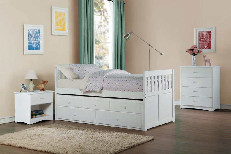 Galen White Twin/Twin Trundle Captain Bed | B2053 - Gate FurnitureYouth Bedroom Set