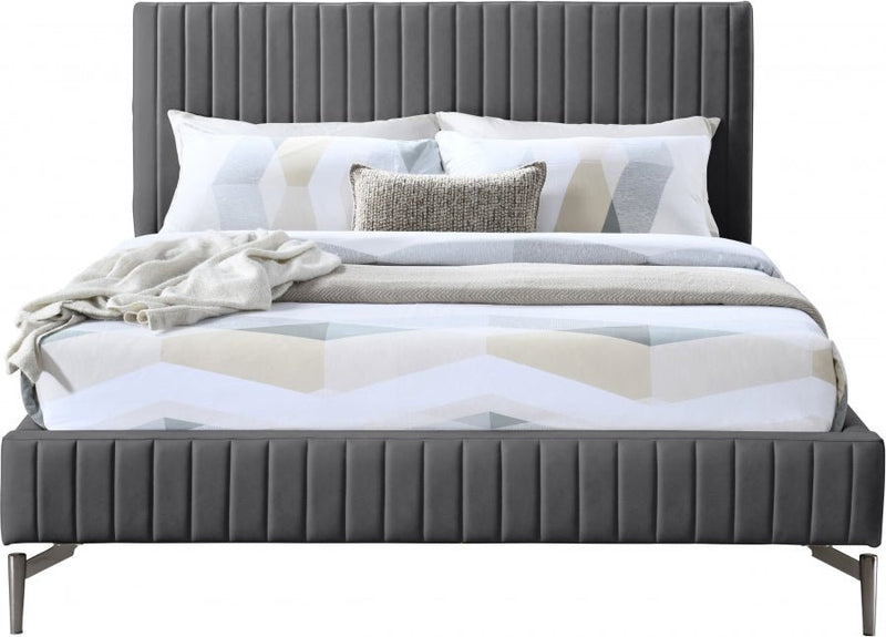 Gallo Vegan Leather Full Bed Grey - GalloGrey-F