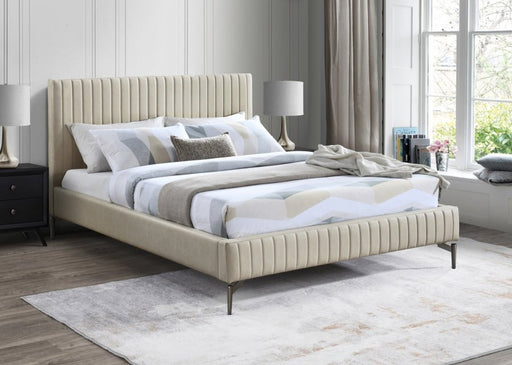 Gallo Vegan Leather Queen Bed Beige - Gate FurnitureQueen Bed