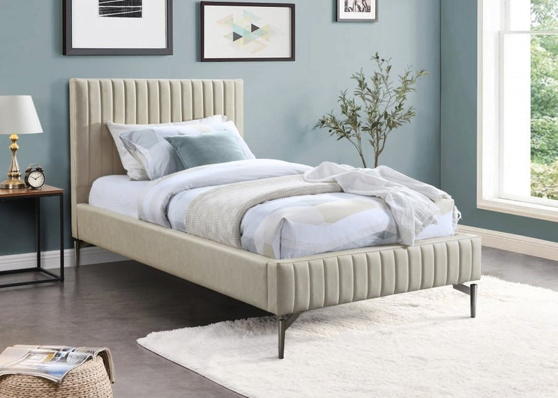 Gallo Vegan Leather Twin Bed Beige - Gate FurnitureTwin Bed