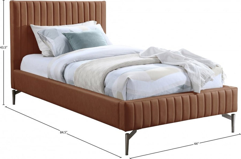 Gallo Vegan Leather Twin Bed Cognac - Gate FurnitureTwin Bed