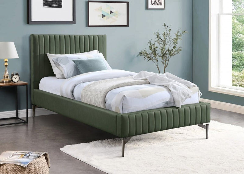 Gallo Vegan Leather Twin Bed Green - Gate FurnitureTwin Bed
