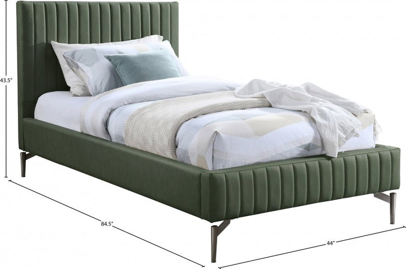 Gallo Vegan Leather Twin Bed Green - Gate FurnitureTwin Bed