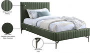 Gallo Vegan Leather Twin Bed Green - Gate FurnitureTwin Bed