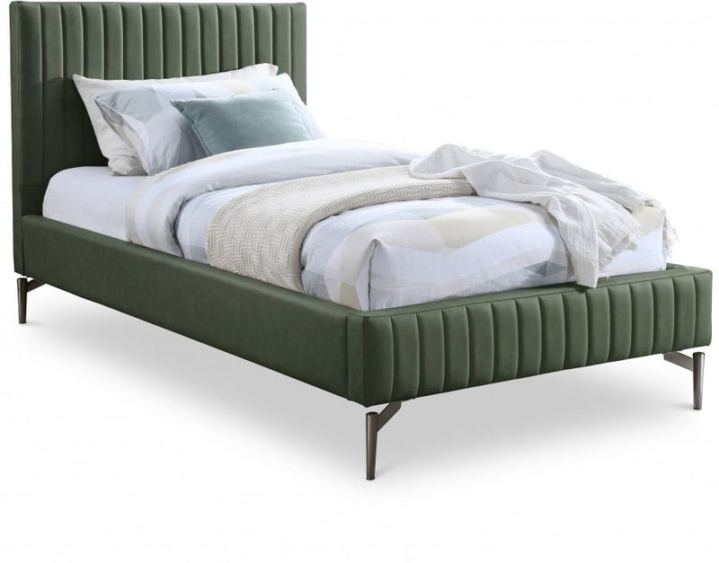 Gallo Vegan Leather Twin Bed Green - Gate FurnitureTwin Bed