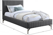 Gallo Vegan Leather Twin Bed Grey - Gate FurnitureTwin Bed