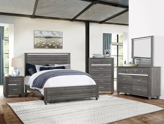 Gaston Gray Queen Panel Bed - Gate Furniture