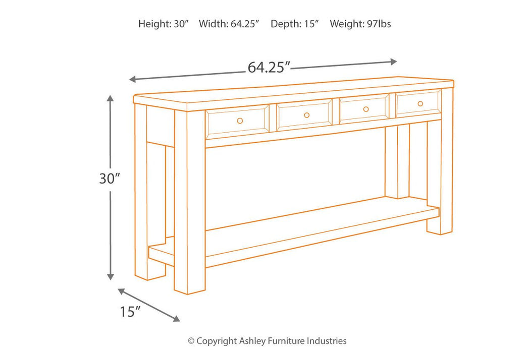 Gavelston Black Sofa/Console Table - T732-4 - Gate Furniture