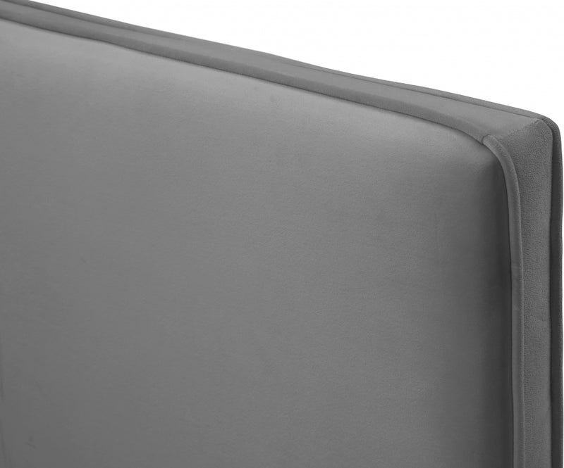 Geri Velvet Full Bed Grey - GeriGrey-F
