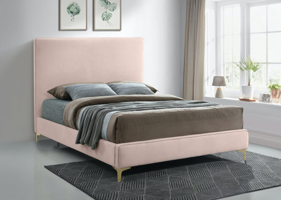 Geri Velvet Full Bed Pink - GeriPink-F
