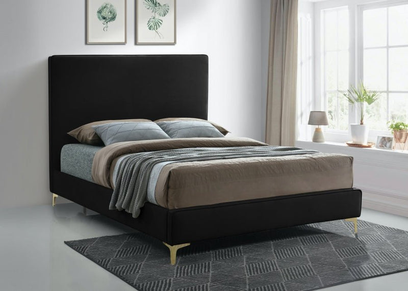 Geri Velvet King Bed Black - Gate FurnitureKing Bed