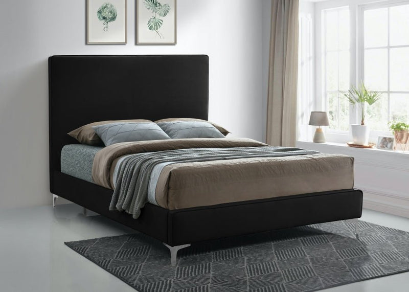 Geri Velvet King Bed Black - Gate FurnitureKing Bed